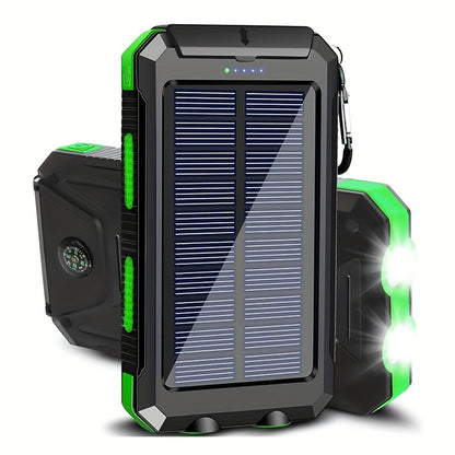 Solar Power Bank 10000mAh with LED Flashlight & Compass Dual USB + USB-C Outdoor Camping Emergency Backup Battery Compatible with iPhone Samsung iPad - Canada
