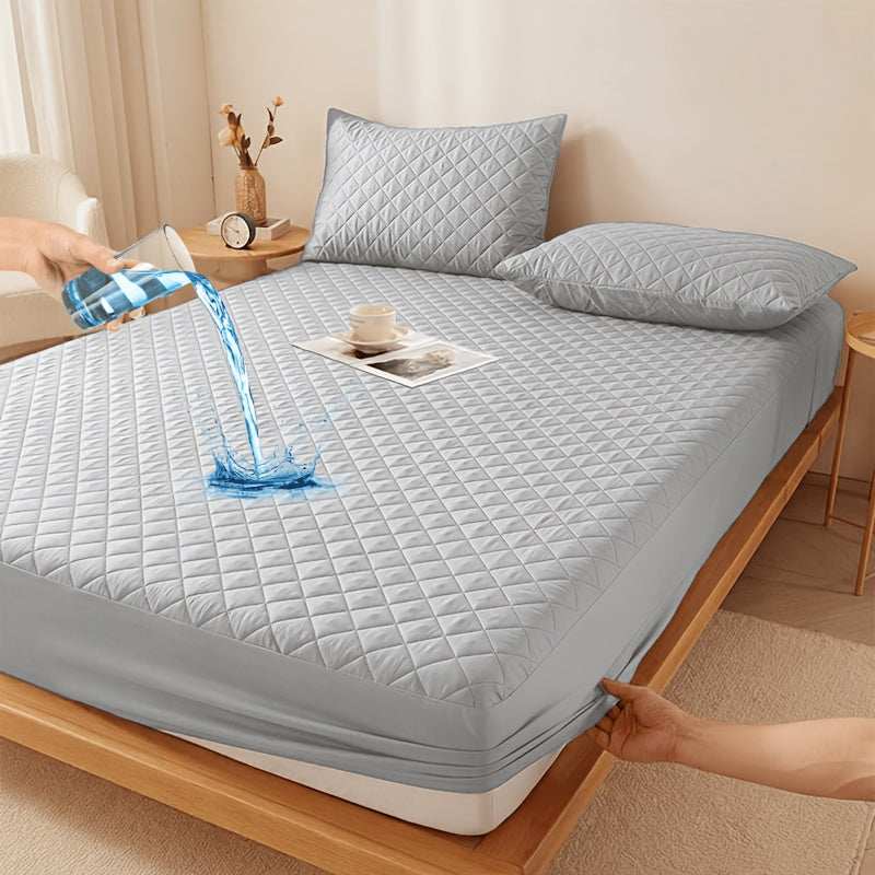 Waterproof Mattress Protector with Embossed Design – Non-Slip Thickened Cover, 21" Deep Pocket, Optional Pillowcase, Twin Full Queen King, 19 Colours