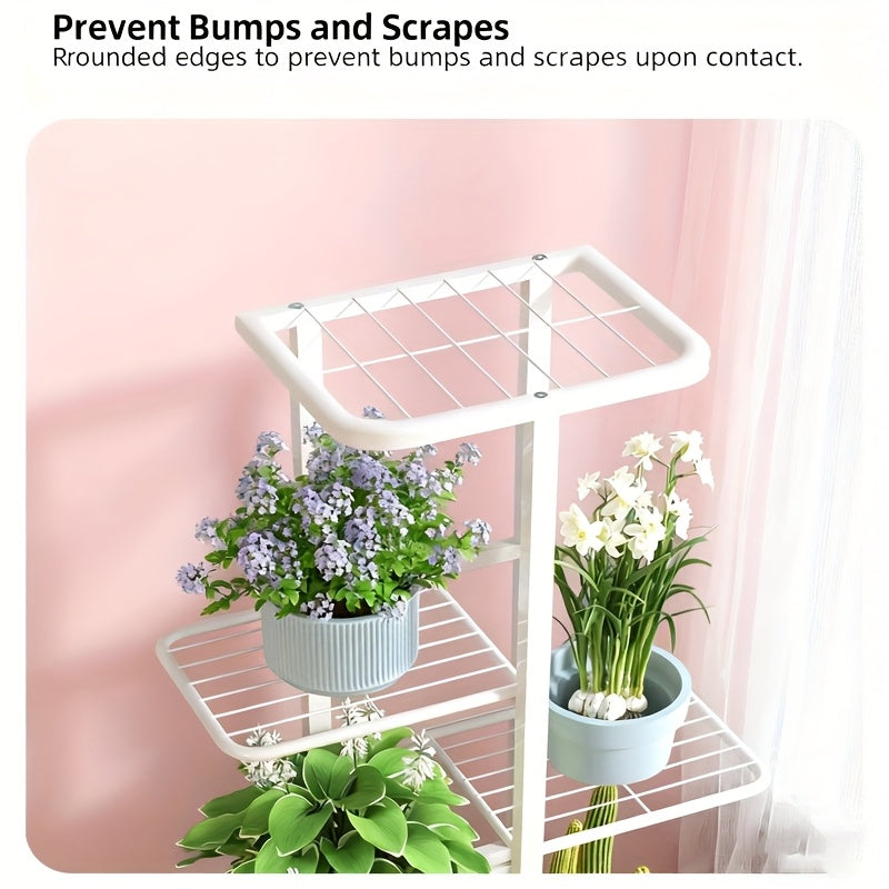 Multi-Tiered Indoor Plant Stand Sturdy Metal Flower Shelf with Wide Base - Space-Saving Vertical Plant Rack for Home Garden Decor, Patio, Balcony & Living Room
