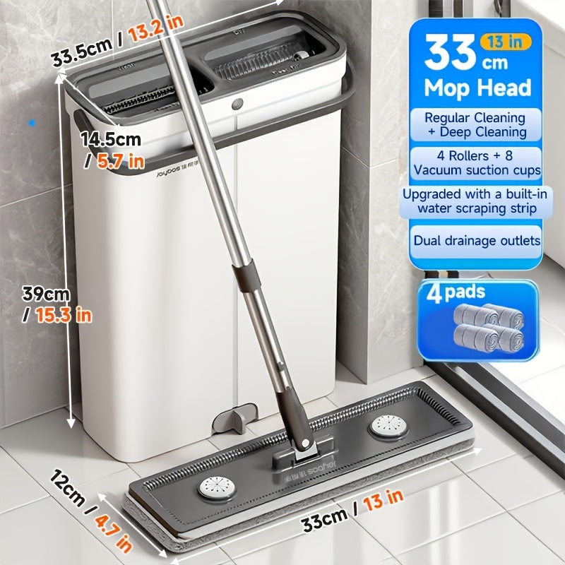 Compact Flat Mop and Bucket Set with Wringer – Hands-Free 360° Rotating Mop Head, 7 Washable Microfiber Pads, Wet Dry Mop for Apartment Hardwood Tile Floor & Walls