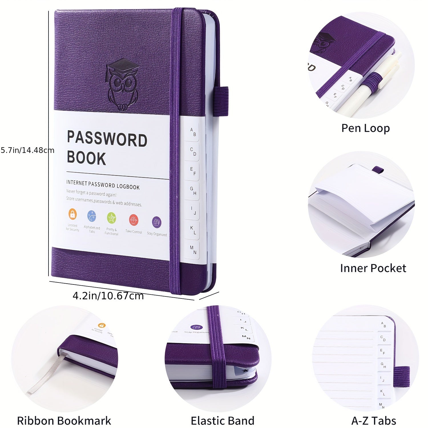 Budget-Friendly 1pc Pocket-Sized Password Book, A6 Paper Size Internet Password Log Diary with Letter Labels, Website Login Address Manager for Seniors