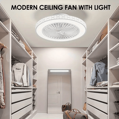 20 Inch Modern Ceiling Fan with LED Light & Remote - Low Profile Flush Mount, Dimmable 3 Colour Temperatures, 6 Wind Speeds, Timing Function for Bedroom, Living Room, Kitchen & Office