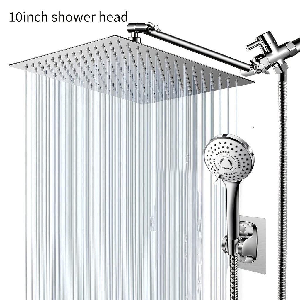 Modern Luxury Shower Head, 8/10 Inch Shower Head with Handheld Spray Combo And Adjustable Arm, High Pressure Rain Shower Head, Electroplated/Black Shower Showerhead, Handheld Showerhead, Contemporary Design