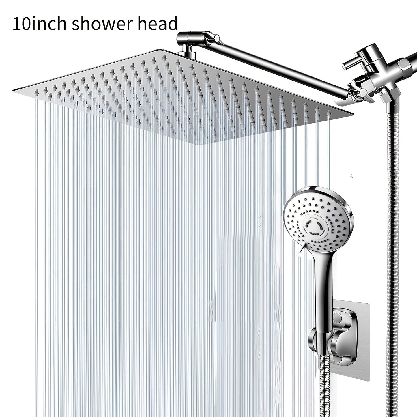 Rain Shower Head Combo High Pressure 8/10 Inch with Handheld Spray & Adjustable Arm – Modern Luxury Rainfall Showerhead Electroplated Black Finish for Contemporary Bathroom, Canada