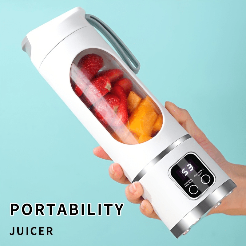 Portable USB Rechargeable Blender With LED Display - 15.22oz, Ideal For Smoothies & Fresh Juice, Compact Design For On-the-Go Nutrition
