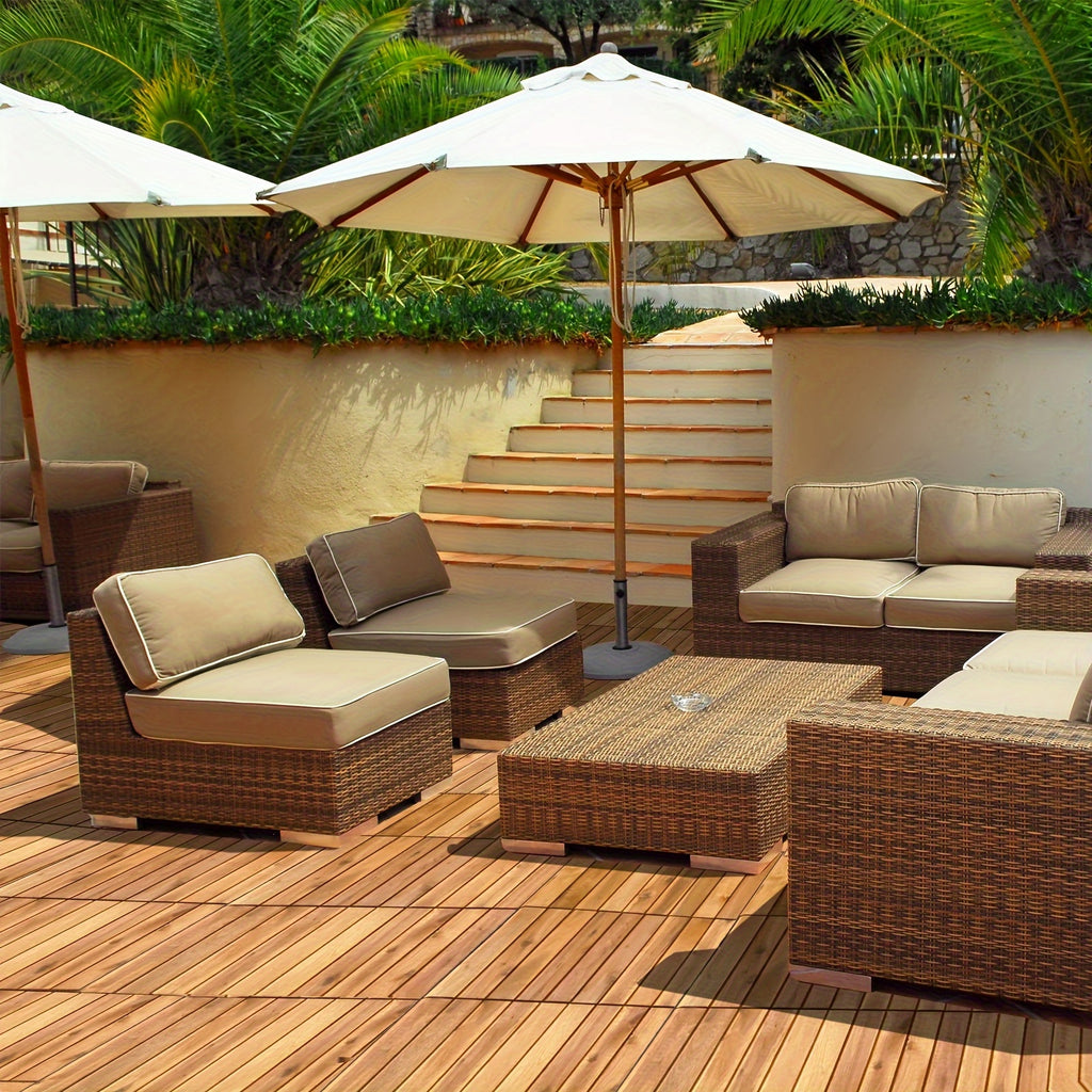 Costway 27PCS Patio Interlocking Tiles Acacia Slat Wood Garden Outdoor &Indoor