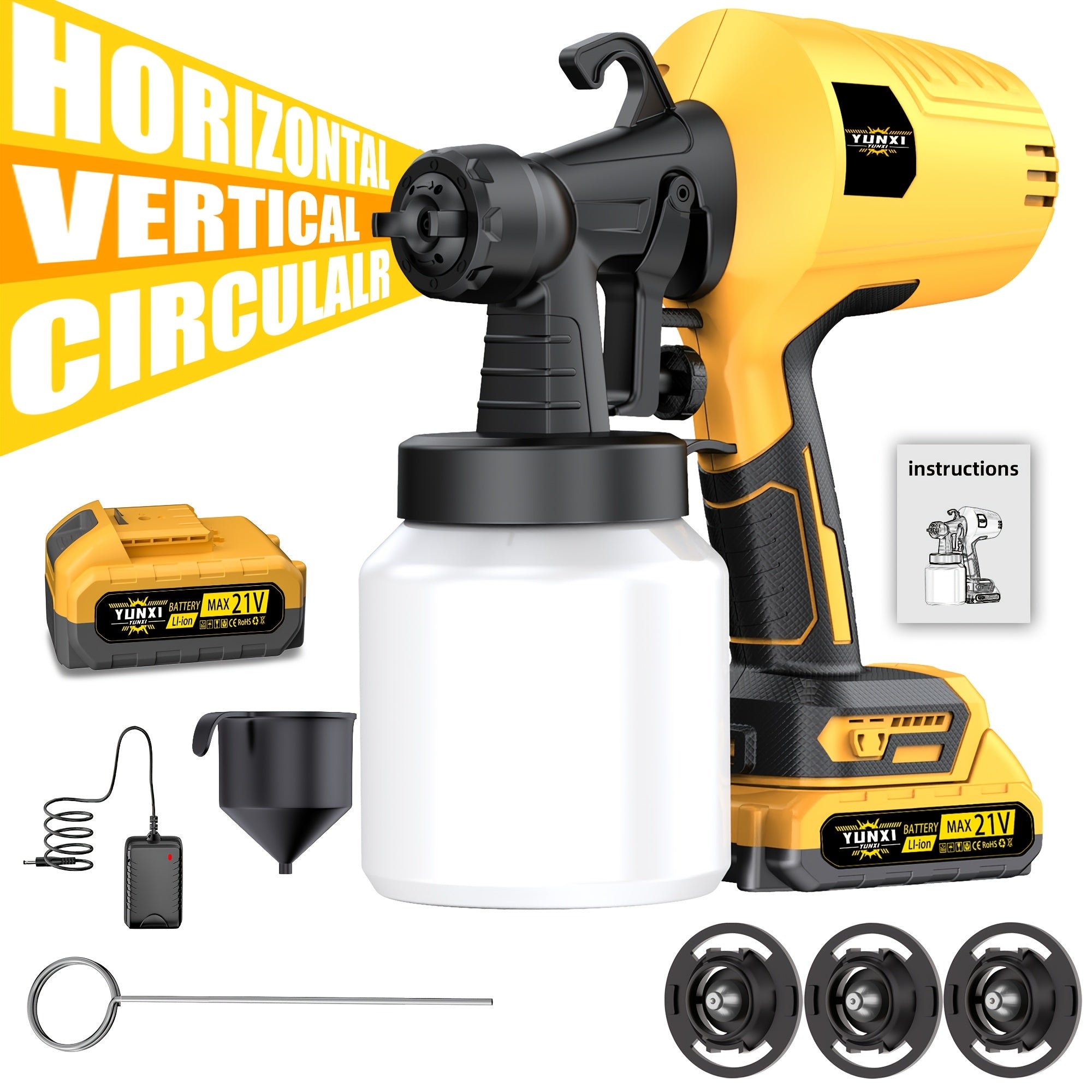 Cordless Lithium Ion Spray Paint Gun Kit – Electric Paint Sprayer for DIY Home, Furniture, Cabinets, Fences, Walls, Doors & Car Repairs | Father's Day Gift
