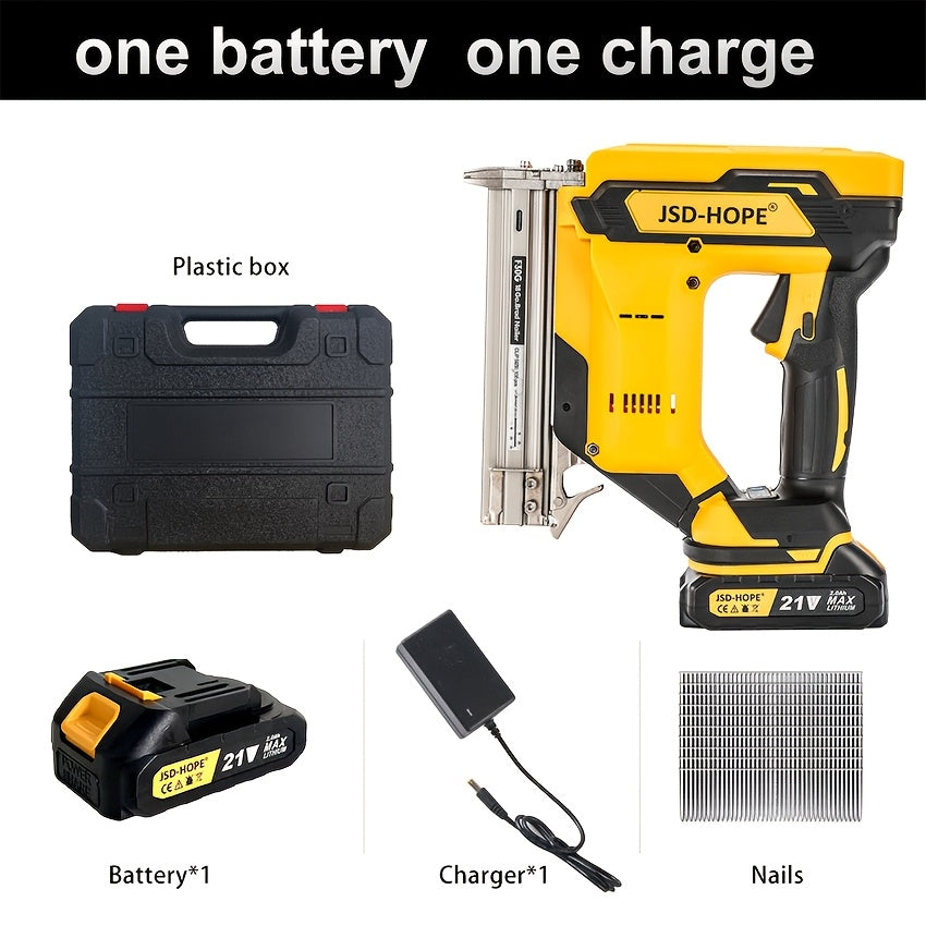 21V Cordless Brad Nailer 2-in-1 – 18 Gauge Electric Nail Gun & Stapler, Single & Bump Fire, Fits 5/8"-1-1/4" Nails, Compatible with Makita 18V/40V Battery – For Woodworking & Home Renovation
