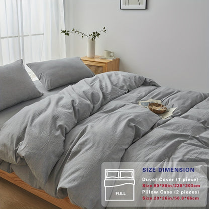 100% Washed Cotton Duvet Cover Set – Breathable, Durable & Ultra-Soft Comfy Bedding Set for All Seasons, Multiple Sizes & Colours