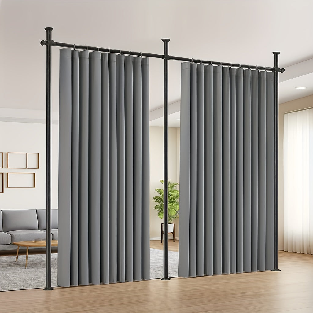 Room Dividing Tension Curtain Rod, No Drilling Freestanding Room/Wall Divider Rod, Adjustable Heavy Duty Floor to Ceiling Self Stand