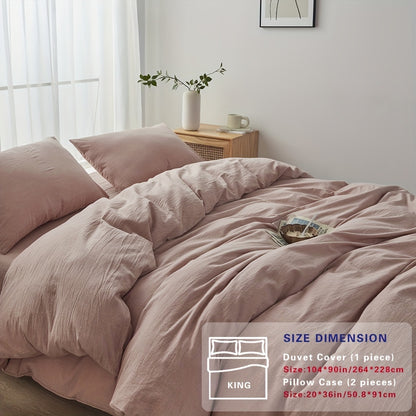 100% Washed Cotton Duvet Cover Set – Breathable, Durable & Ultra-Soft Comfy Bedding Set for All Seasons, Multiple Sizes & Colours