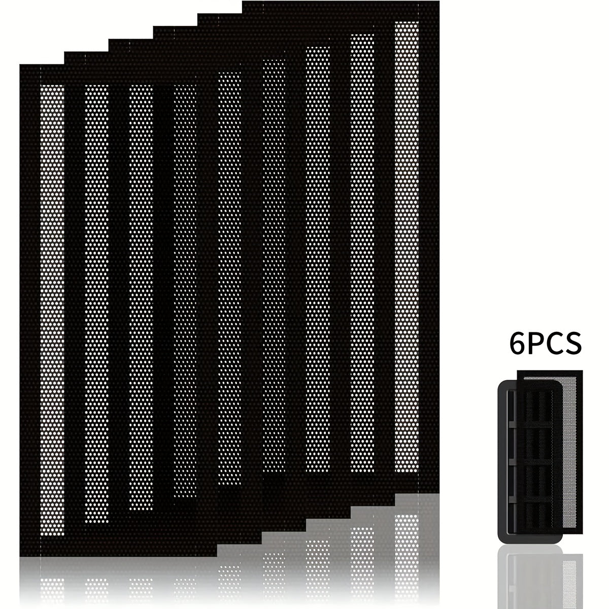 Magnetic Vent Cover Screen 6-Pack 4x10 Inch Black – PVC Mesh Air Vent Deflector for Floor, Wall & Ceiling Registers | HVAC Vent Filter Trap for Dust, Debris & Pest Control, Fits Standard Home Vents