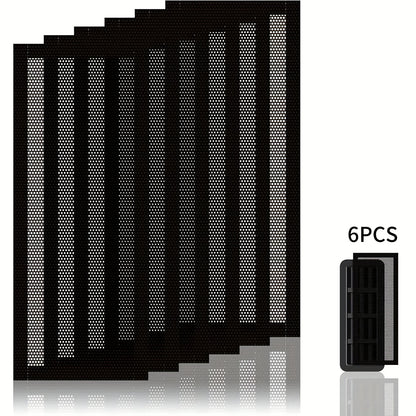 Magnetic Vent Cover Screen 6-Pack 4x10 Inch Black – PVC Mesh Air Vent Deflector for Floor, Wall & Ceiling Registers | HVAC Vent Filter Trap for Dust, Debris & Pest Control, Fits Standard Home Vents