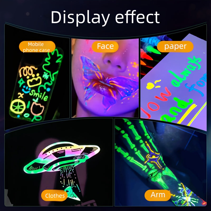 The 2026 New 9-color Fluorescent Drawing Pen Is Washable And Suitable for Various Occasions, Such As Role-playing, Clothing Description, And Object Drawing. It Is Perfect for Giving to Friends, Elders, Leaders, And Best Friends On Halloween