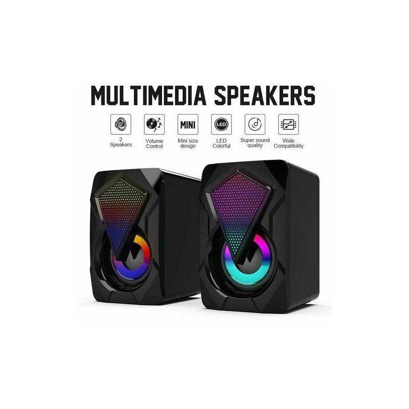 RGB LED Gaming Speaker – USB Powered Desktop Soundbar with Dynamic Lighting, Stereo Surround Sound, 3.5mm AUX Input for PC, Laptop, Monitor, Xbox, PS5, and Gaming Setups