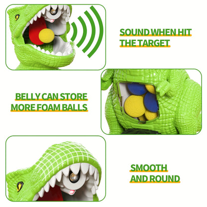 Dinosaur Shooting Game Toy with 48 Bullets, 2 Launchers & Goggles – Movable Dino with Sound, Light & Spray Effect, Interactive Outdoor Toy for Boys Ages 3 and Up