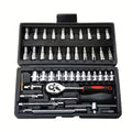 A Set of 46pcs Black Multi-Purpose Vehicle-Mounted Vehicle Repair Tool Box, Motorcycle Repair Tool Set with Plastic Storage Box, Suitable for Various Purposes Such As Automobiles, Motorcycles, Bicycles, Mechanical Repair And Maintenance