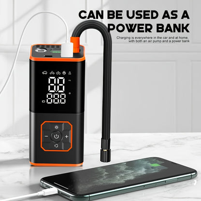 Cordless Digital Air Pump Portable Tire Inflator, One-Button Auto Inflate & Deflate for Car Tires Basketballs Swimming Rings, Fast Charging Wireless Air Compressor with LED Display