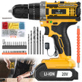 20V Cordless Drill Tool Set, Equipped with Drill and Electric Screwdriver, Speed and Torque Adjustment Function, Suitable for Home Improvement, Industrial Concrete Walls Wood and Metal, Effortless Hole Drilling and Screw Tightening