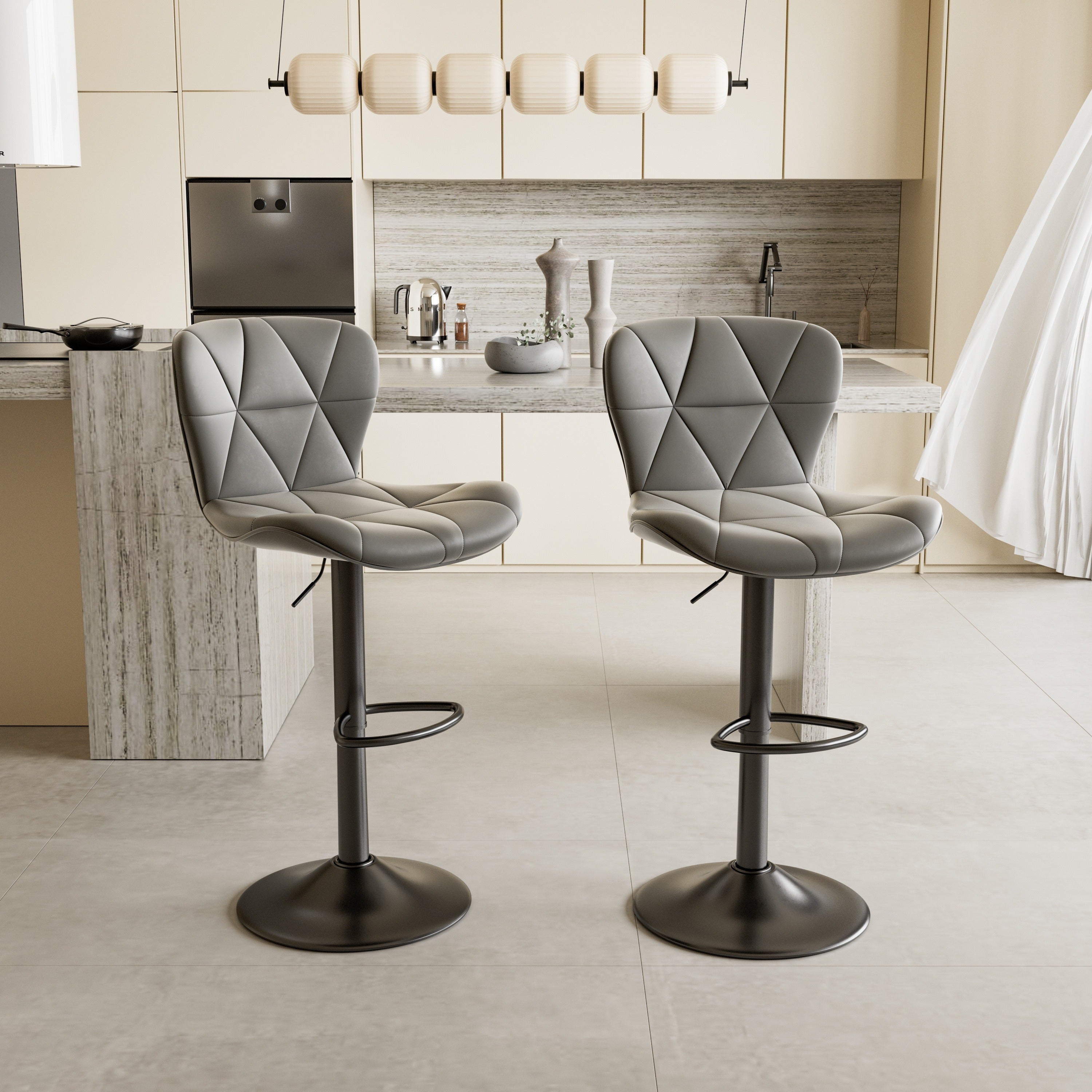 Adjustable Swivel Bar Stools Set of 2 or 3 Modern Faux Leather with Back Support Counter Height Kitchen Island Stools - Canada