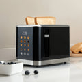 [Smart Touchscreen Toaster] 2-Slice Smart Touchscreen Toaster with LCD Display, 6 Toasting Levels & 6 Shade Settings, Stainless Steel Digital Timer, Bagel Cancel & Defrost Function, 750W-1000W Power, 110-130V US Plug - Black & Gray, Kitchen Appliance