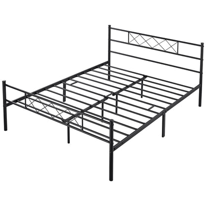 Metal Platform Bed Frame with Cross Design Headboard and Footboard - Industrial Style, 12 Metal Slats, Under-Bed Storage, Twin Full Queen, Black or White, for Bedroom Dorm Apartment Canada