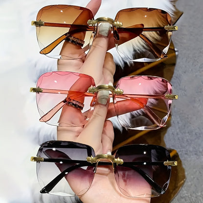 3-Pack Frameless Square Fashion Glasses for Women & Men – Gradient Tortoiseshell Gold Tone Decorative Lenses, Trendy Unisex Eyewear for Daily Wear | ShopVora CA