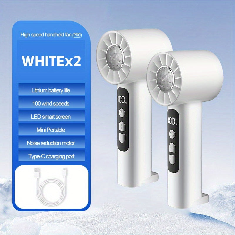 USB Rechargeable Handheld Fan 2pcs – Portable Mini Desktop Fan 1-100 Speed Adjustable, 1800mAh Battery, Power Display, Lightweight 180g for Summer Camping Travel – ShopVora CA