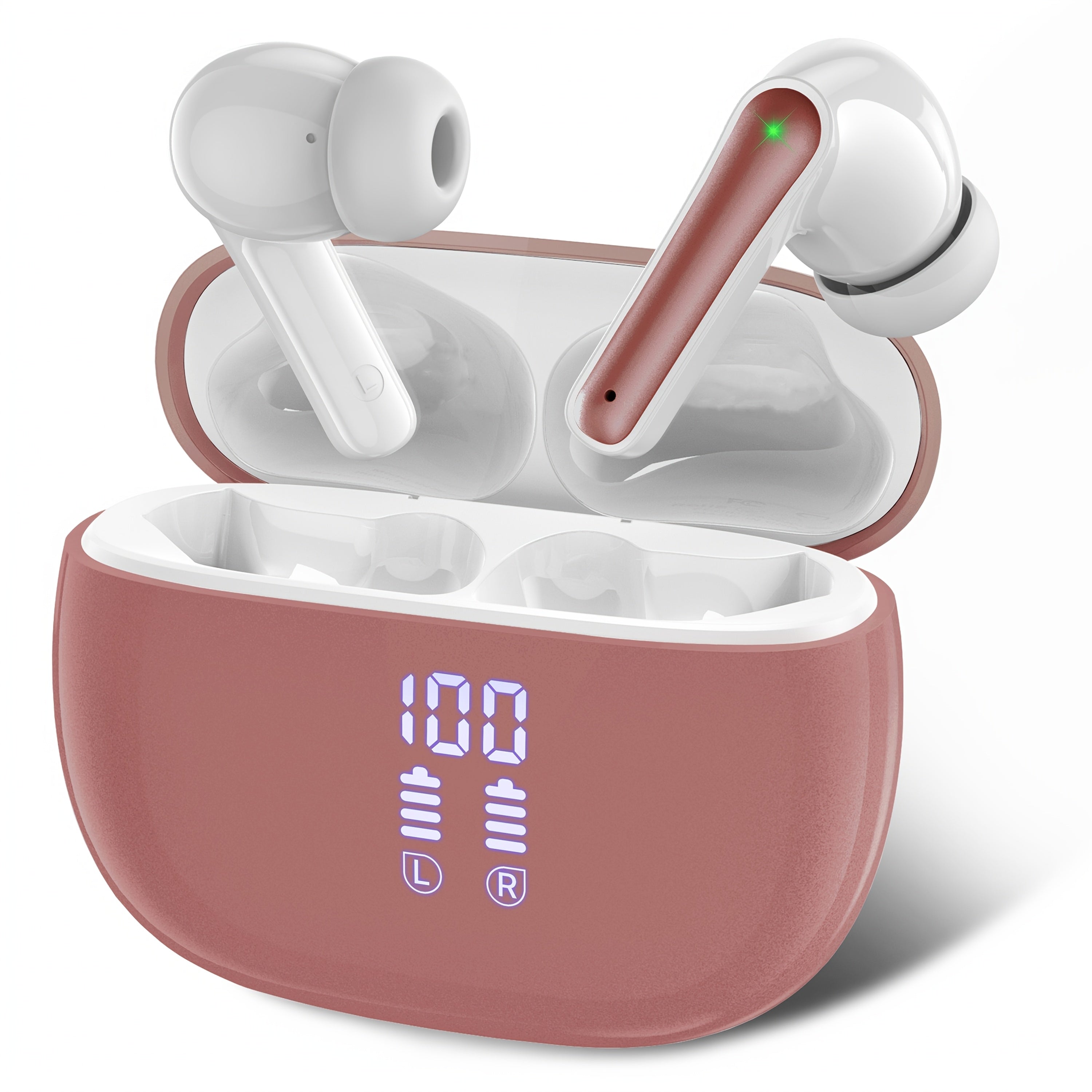 Bluetooth Earbuds, 40Hrs with Charging Case V5.3 Touch Control Ear Buds Hi-Fi Stereo with ENC Noise Cancelling Mic, LED Power Display Charging Case Stereo Bass Earphones Clear Call Earphones for Sports Workout