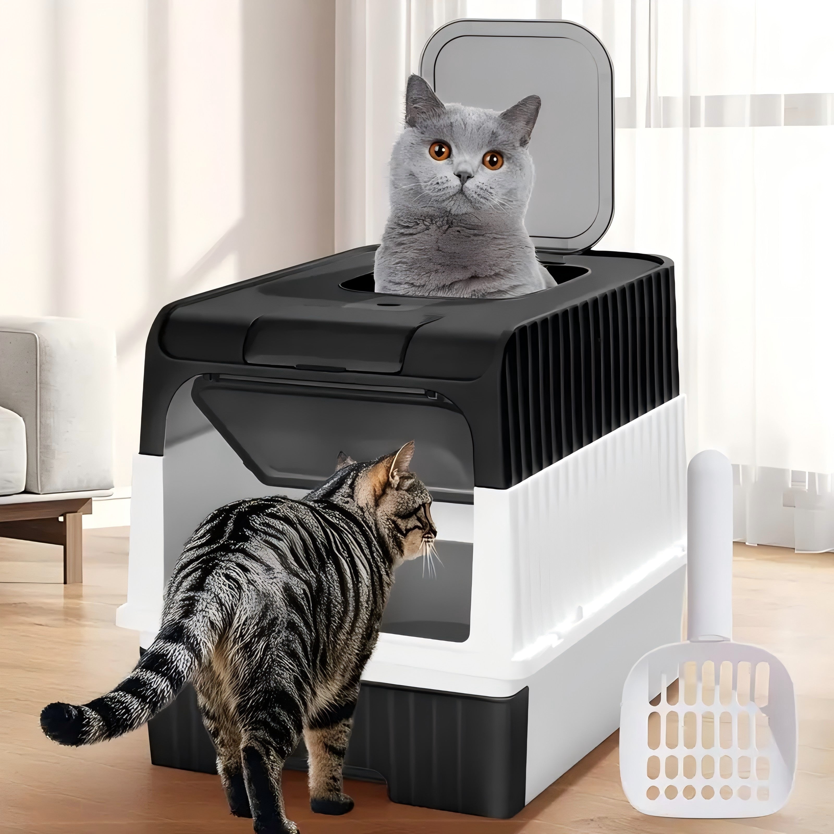 Extra Large Capacity Cat Litter Box - Easy to Clean, Anti-Odor, Leak-Proof, No Leakage, Pull-Out Design, Pet Comfortable