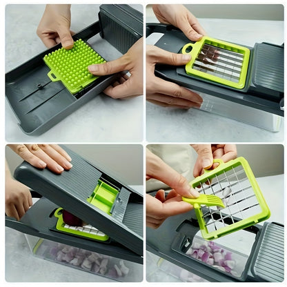 Multifunctional Vegetable Cutter Set 16-Piece with Storage Box – Kitchen Potato Slicer Cucumber Grater Shredder, All-in-One Household Food Prep Utensil Kit | ShopVora CA