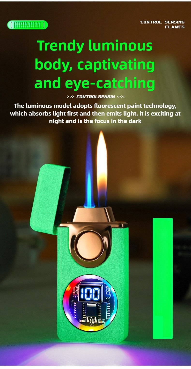 Voice Control Butane Lighter with 5 Ignition Modes – Smart Flip Metal Lighter, Visible Fuel Window, Portable EDC Windproof Lighter for Candles, Camping & Gifts | ShopVora CA