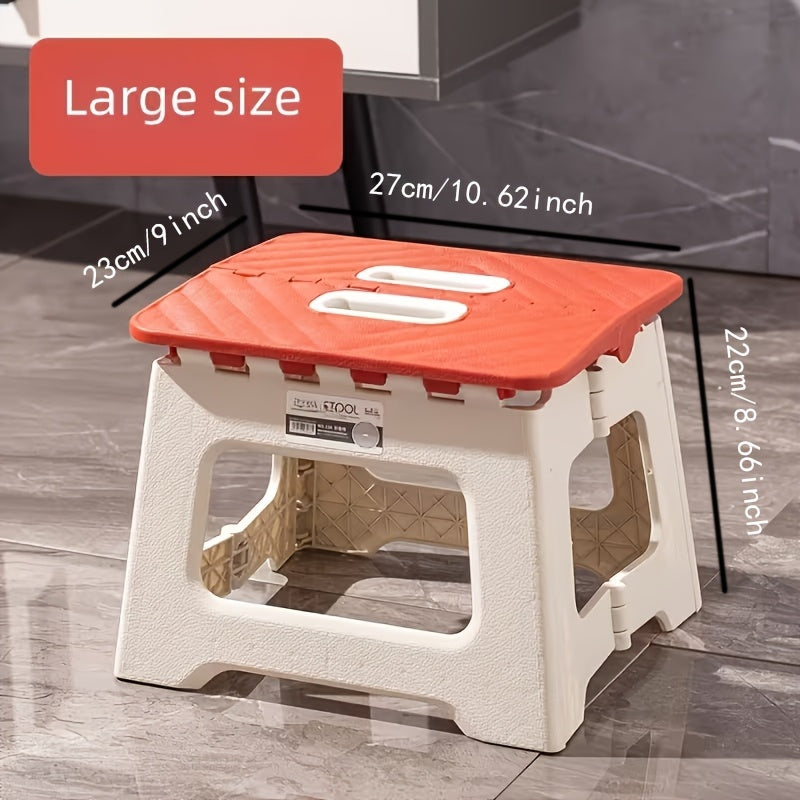 Portable Folding Stool Heavy-Duty Compact Lightweight – Non-Slip Square Plastic Stool with Carry Handle for Camping Hiking BBQ Fishing Outdoor Use