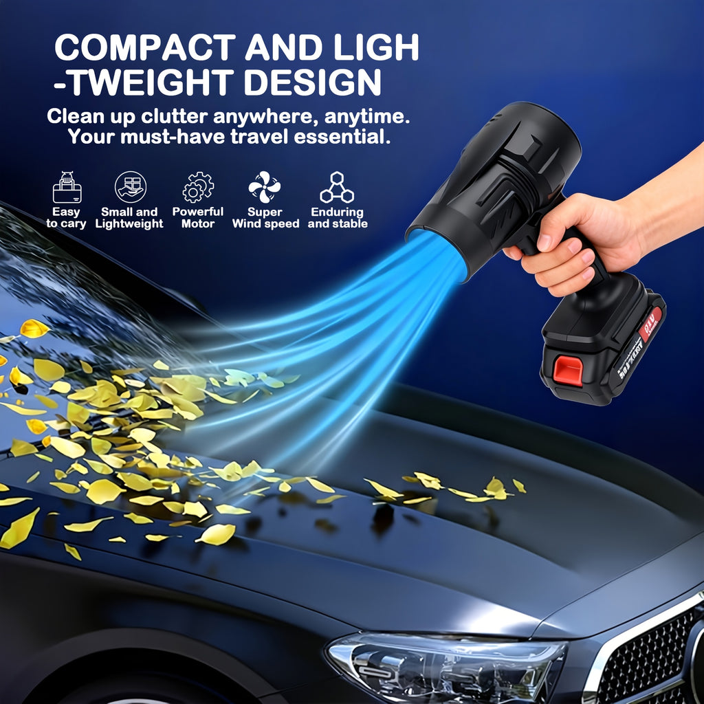 21V Electric Cordless Leaf Blower, Handheld High-Power Air Blower, Equipped with Lithium Battery, Lightweight And Portable, Powerful, Suitable for Patios, Outdoors, Gardens, Indoors, And Cars