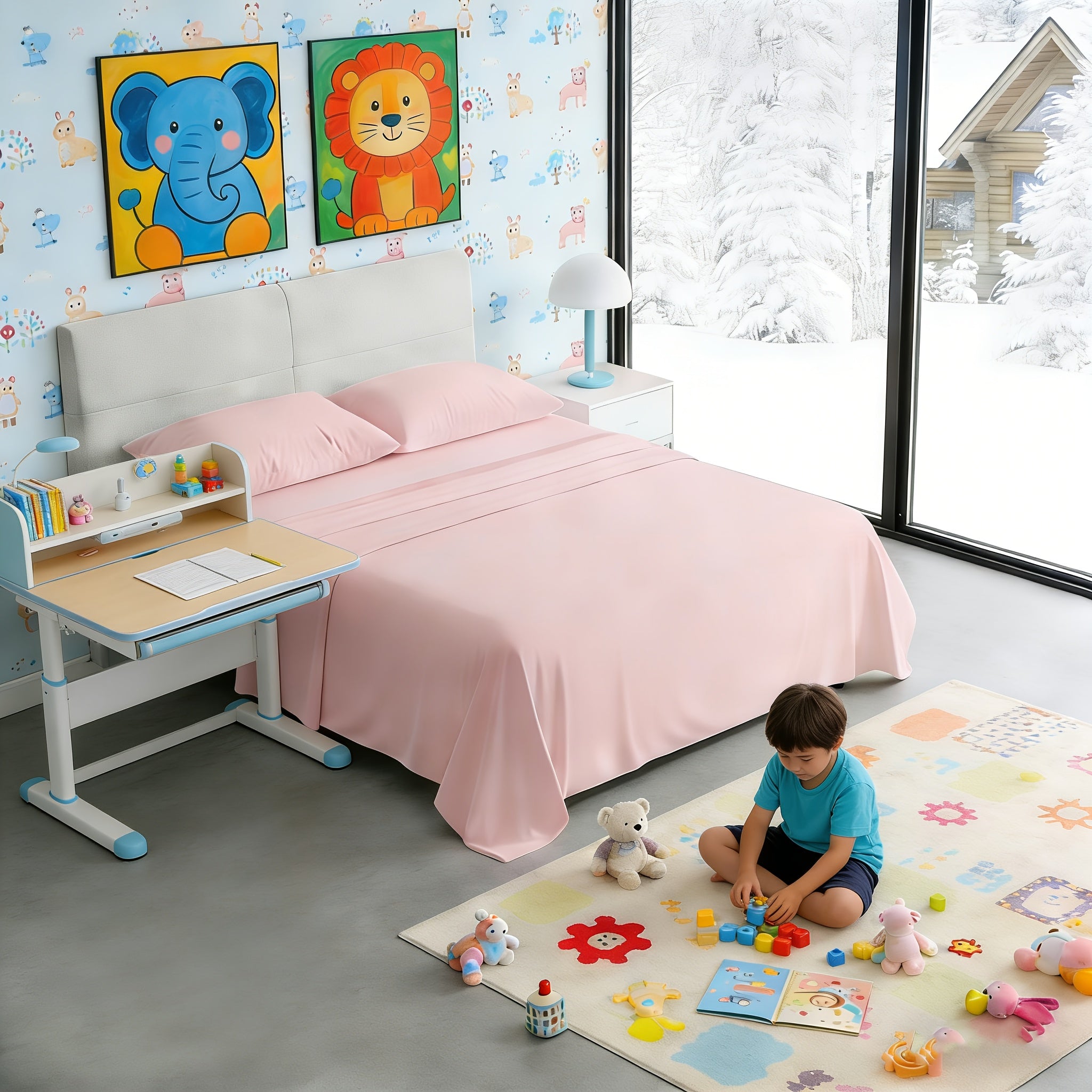 Bedding Sheet & Pillowcase Sets Cooling Bed Sheets King Set - Luxurious & Ultra-Soft King/Kids Size Cooling Sheets for Hot Sleepers - Comfortable & Cool Bamboo Viscose Sheets Deep Pockets for Bedroom Children's Room