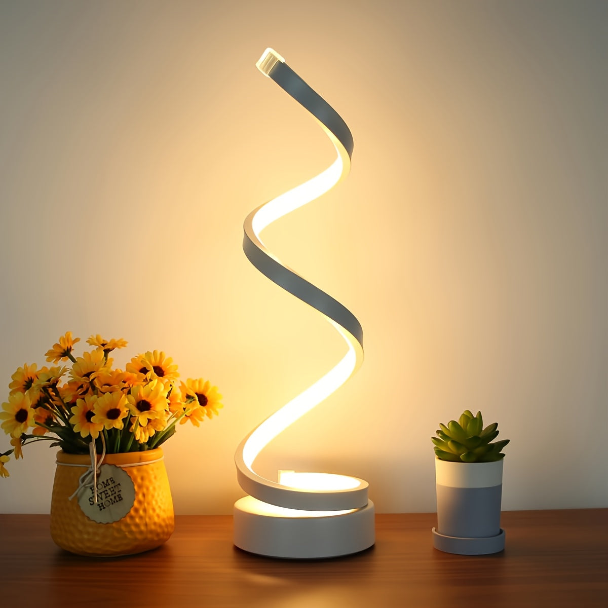 Spiral LED Table Lamp Dimmable – Push Button Desk Light with Metal Base for Bedroom, Living Room, Office & Coffee Shop Décor – Unique Birthday, Christmas & Valentine’s Gift (1pc or 2pcs)