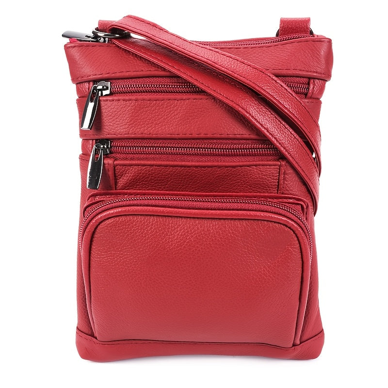 Genuine Leather Shoulder Bag, Adjustable Shoulder Strap Messenger Bag, Fashionable Handheld Design, Multifunctional Smartphone Storage Bag