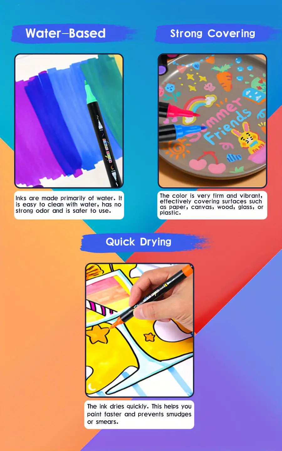 30 Colour Acrylic Paint Markers with Brush & Fine Tip for Adults - Dual Tip Art Pens for Rock Painting, Wood, Stone, Glass, Ceramic Decorating & DIY Crafts, Vibrant Acrylic Ink Paint Pens
