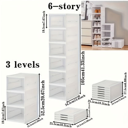Foldable Transparent Shoe Box 3 6 Tier Stackable Shoe Storage Organizer Dustproof Breathable with Lid No Assembly Freestanding Plastic Shoe Rack - Space Saving Large Capacity, Canada
