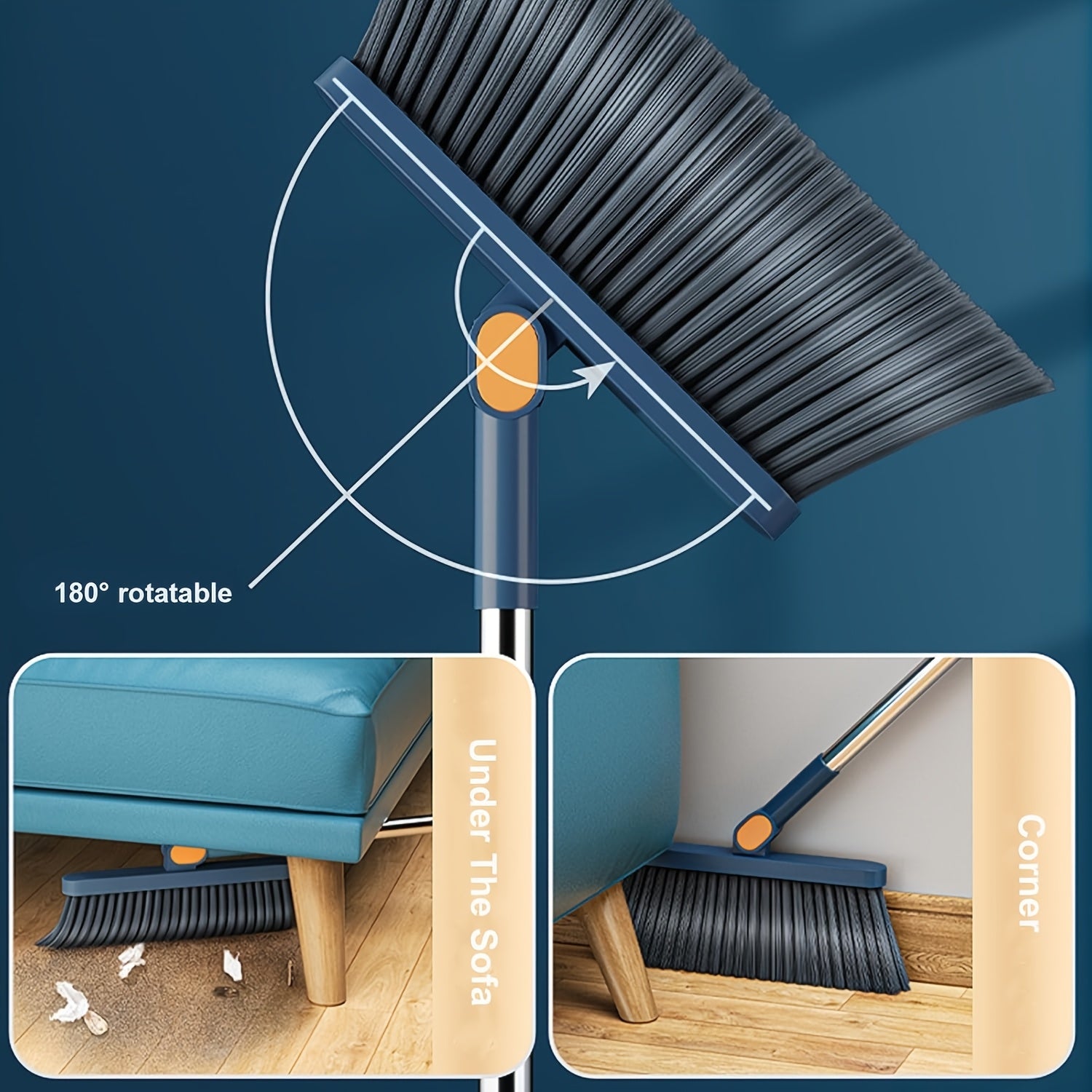 2-In-1 Foldable Broom And Dustpan Set Rotating Design Multi-Functional Household Cleaning Tool Combination Convenient Storage for Effortless Cleaning Practical Set for Home Kitchens And Bathrooms Holiday Gift