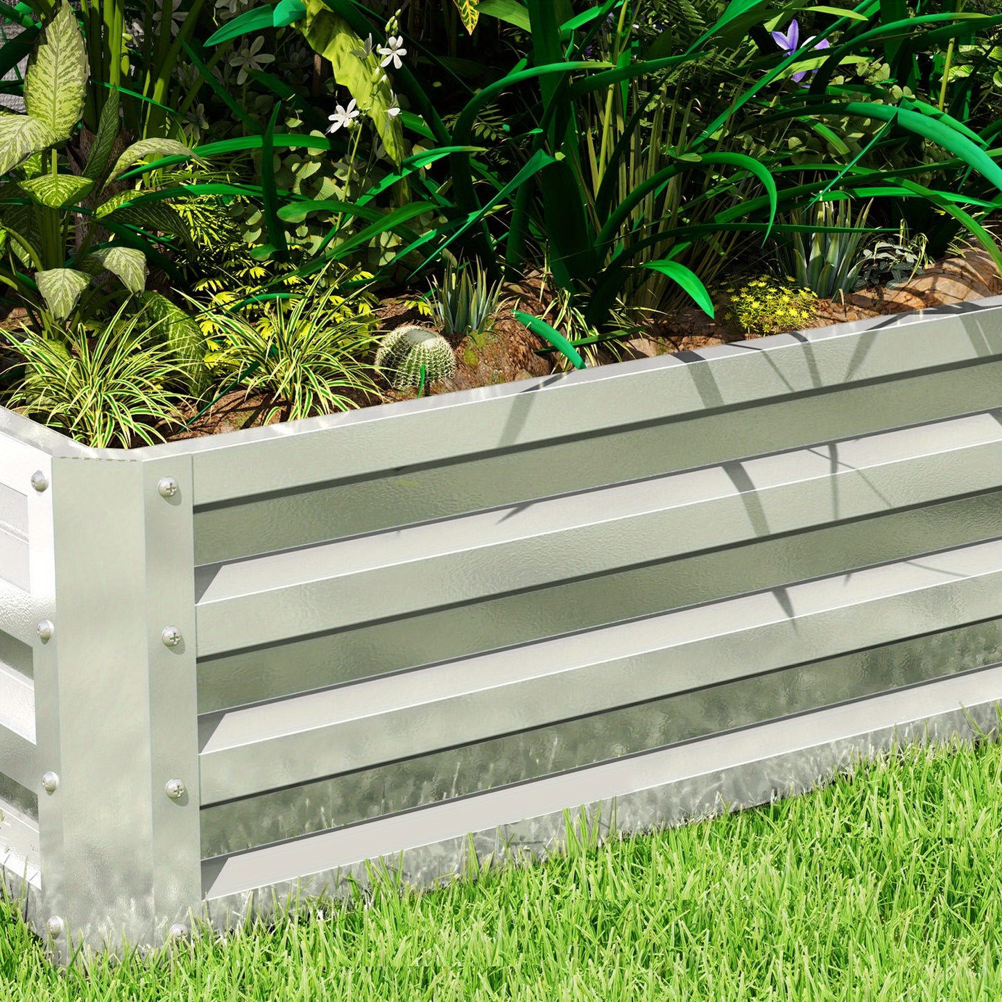 Galvanized Steel Raised Garden Bed 4x2x1ft – Outsunny Outdoor Metal Planter Box for Vegetables Herbs Flowers, Rust-Resistant Silver Galvanized Planter for Backyard Patio Garden – Easy Assembly