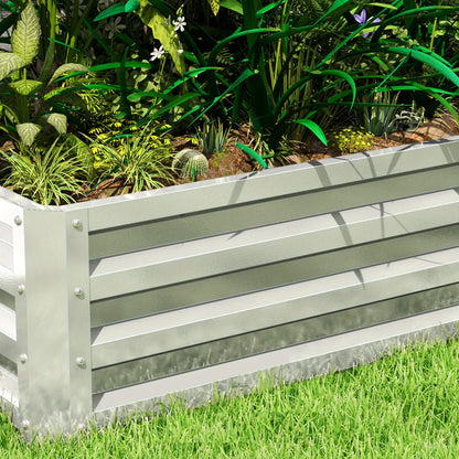 Galvanized Steel Raised Garden Bed 4x2x1ft – Outsunny Outdoor Metal Planter Box for Vegetables Herbs Flowers, Rust-Resistant Silver Galvanized Planter for Backyard Patio Garden – Easy Assembly