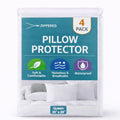 4-Pack Waterproof Zippered Pillow Protectors – Luxury Hotel-Quality Pillow Covers with Zipper – Soft, Quiet & Breathable Brushed Microfiber – Machine Washable Pillow Protectors, Queen, Standard & King Size, All-Season Use