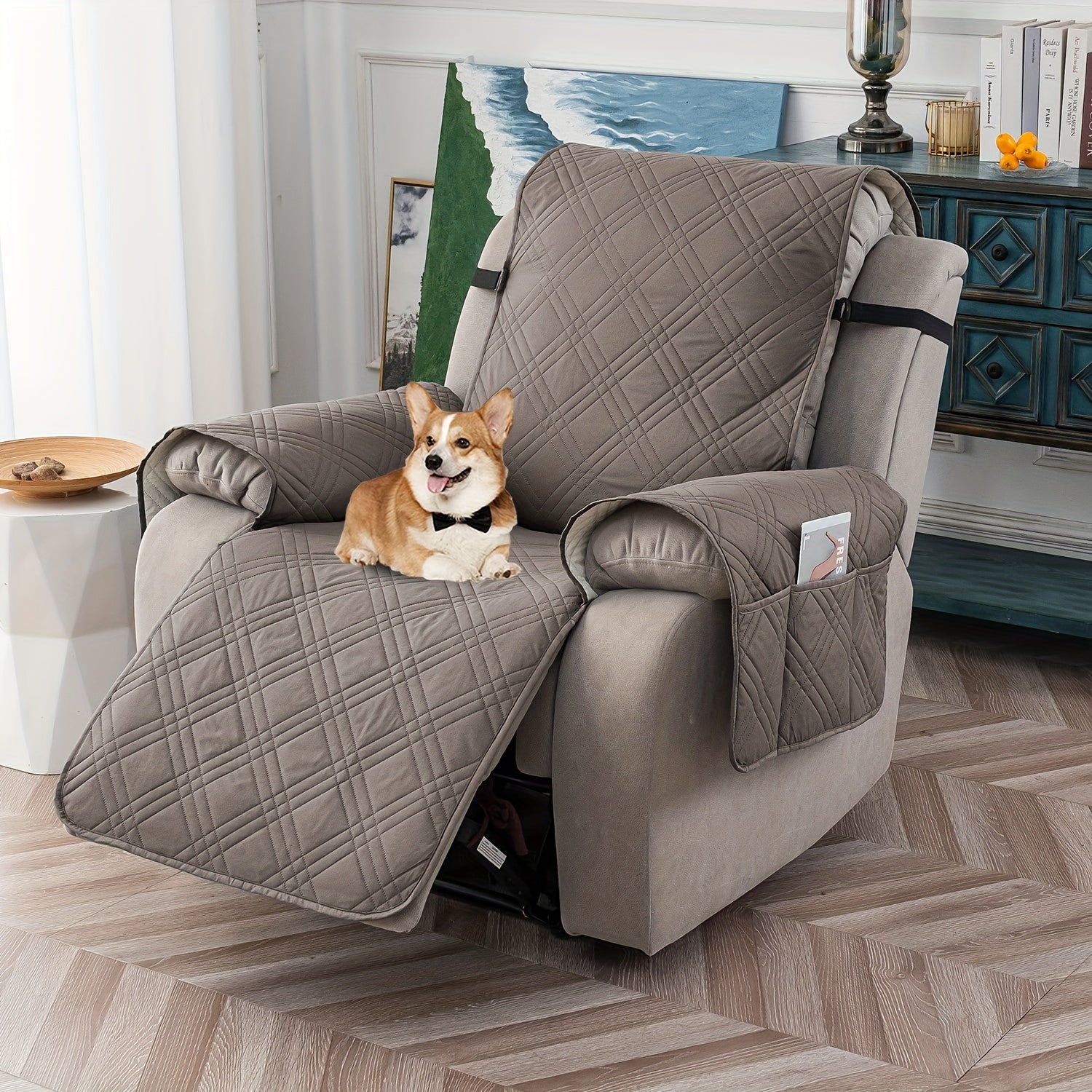 1pc Waterproof Recliner Chair Cover, 100% Non Slip Recliner Slipcover for Recliner Chair with Pocket, Washable Reclining Chair/Furniture Protector for Pets(Recliner Chair), Easy to Install & Easy Care, ReclinerCompatible, Home Doc