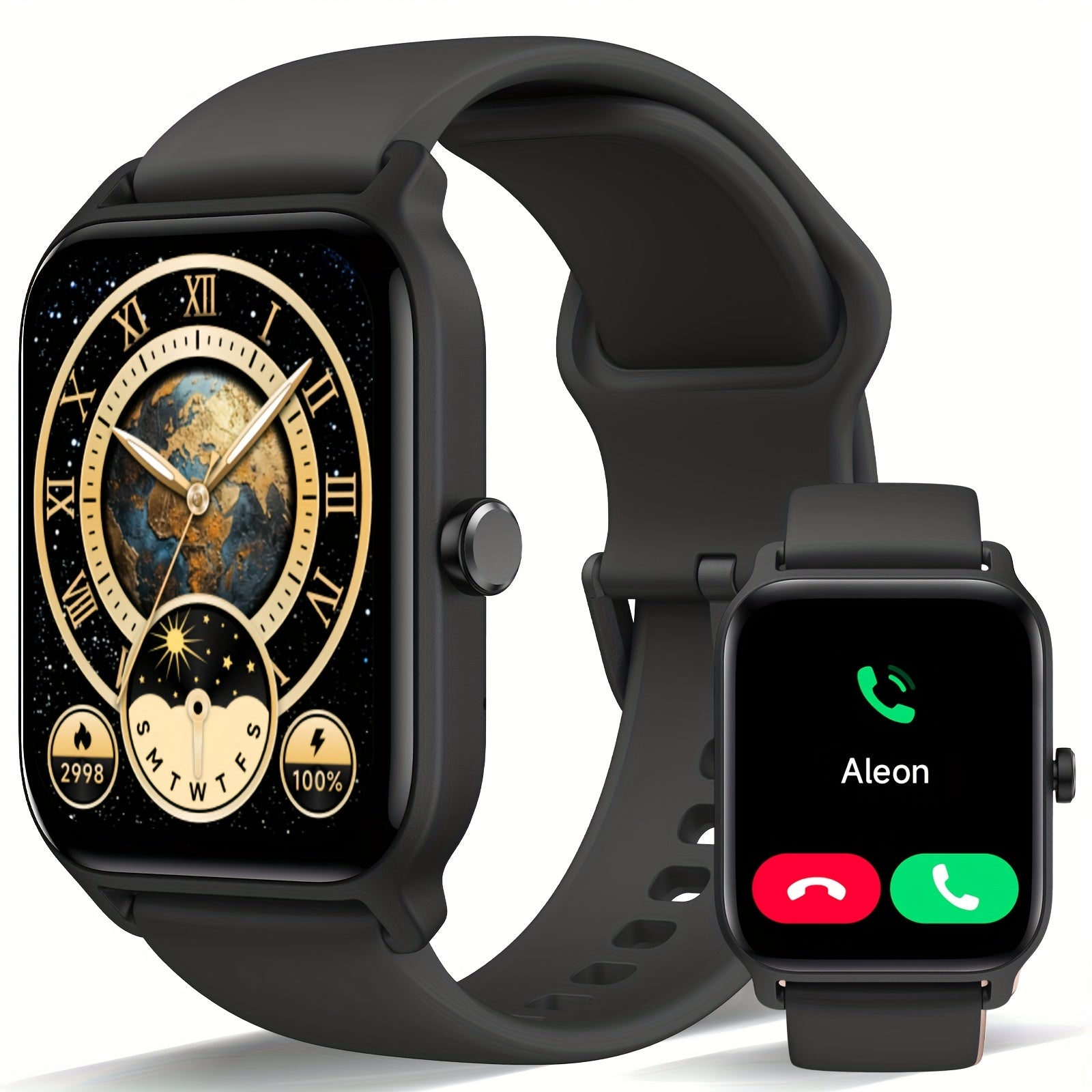 Smartwatch with Built-in Alexa, 1.8" HD Touch Screen, Answer & Make Calls, 100+ Sports Modes, Waterproof Fitness Tracker with Pedometer for iPhone & Android – Smart Watch for Women & Men