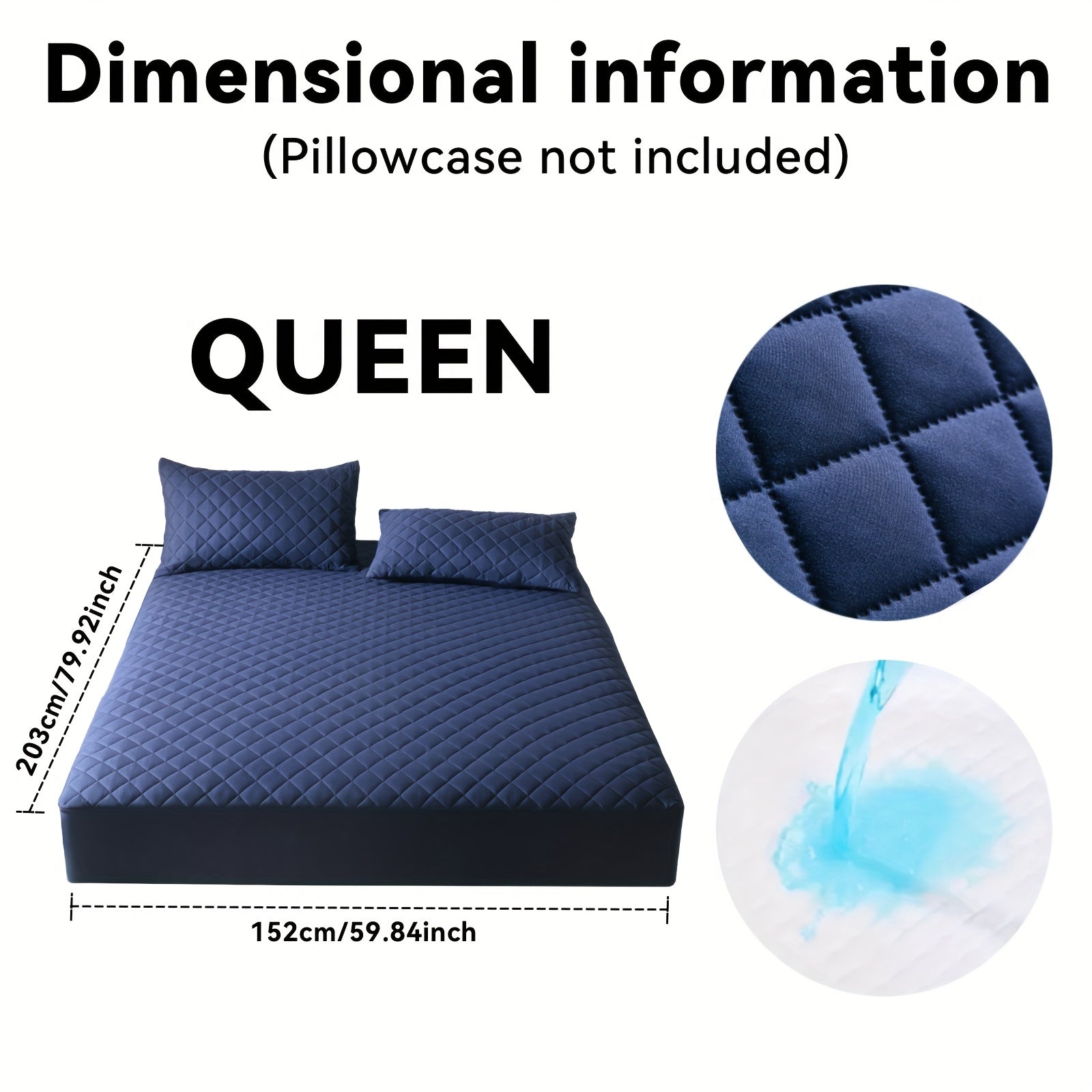 Thickened Waterproof Mattress Protector Soft Comfortable Fitted Bed Cover, Layered Insert Mattress Pad for Bedroom Guest Room Hotel, Twin Full Queen King Size, Blue Green Grey Black