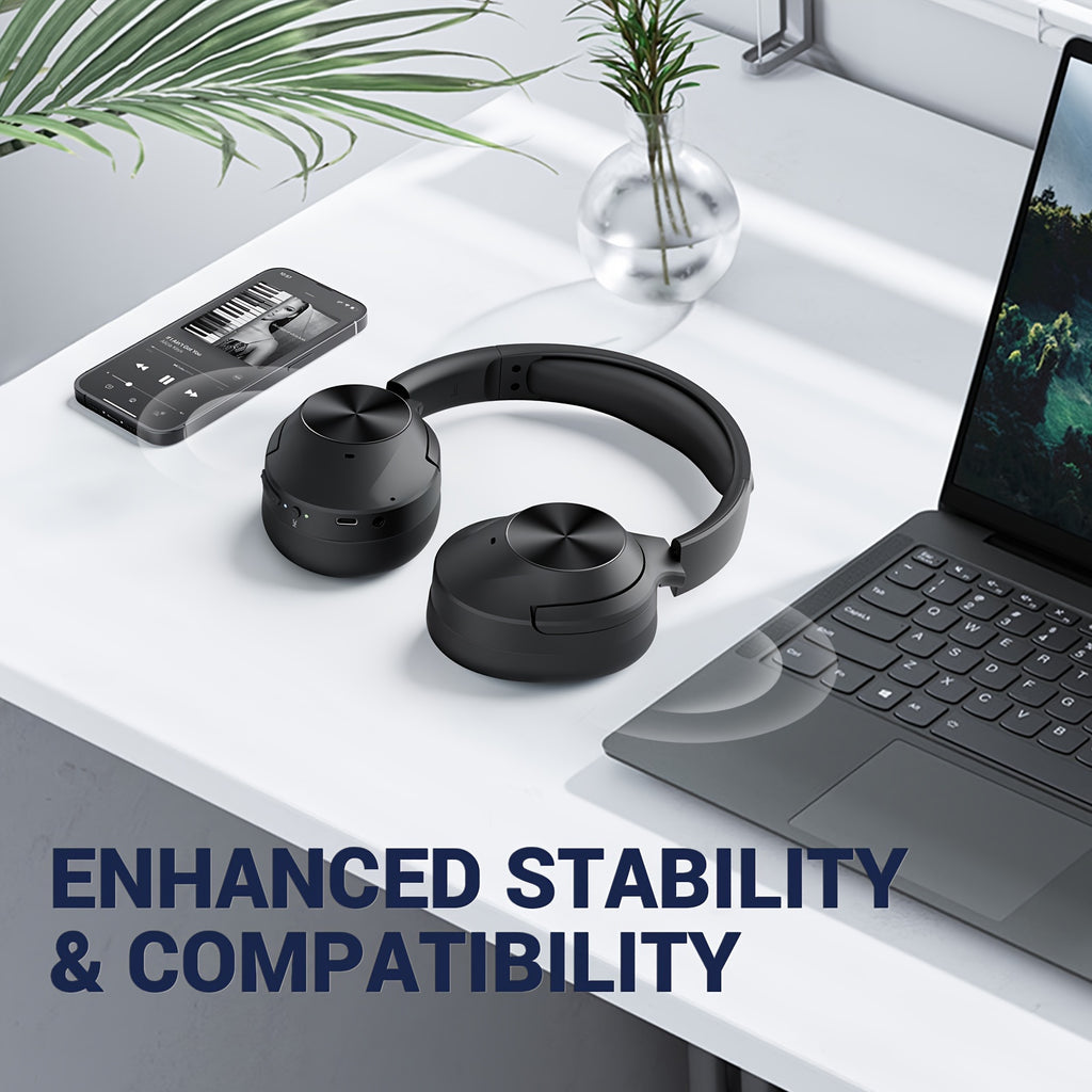 Hybrid Active Noise Cancelling Headphones Wireless Headphones with Microphone Deep Bass, Hi-Fi Audio, Memory Foam Ear Cups, 30H Playtime