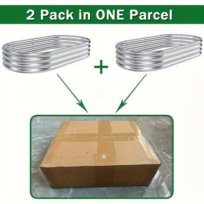 Galvanized Metal Raised Garden Bed 6x3x1 ft 2-Pack – Thickened Steel Outdoor Planter Box with Curved Structure, Open Bottom & Rust-Resistant Finish for Vegetables, Herbs & Flowers – 180x90x29 cm Garden Kit