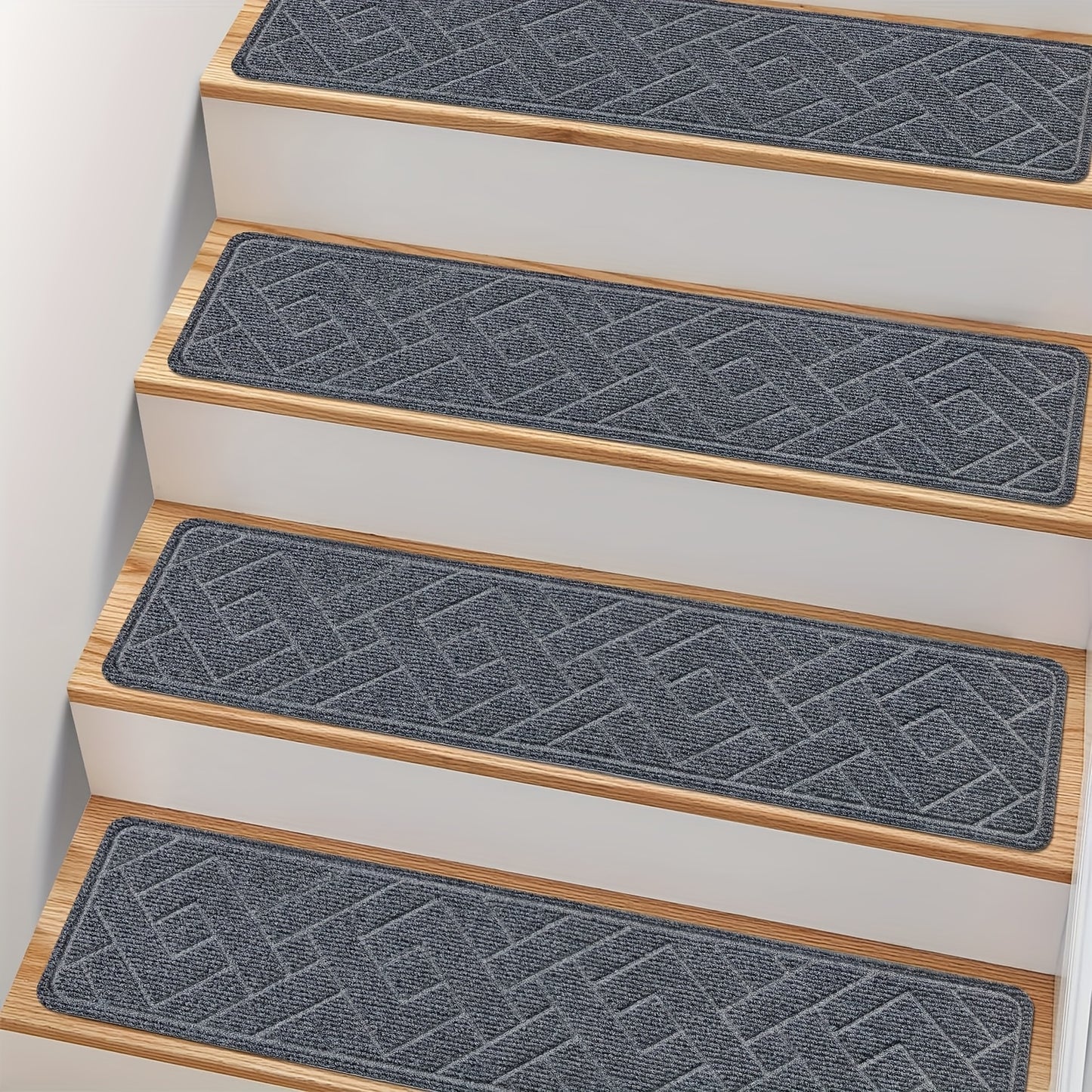 Non-Slip Stair Treads 15-Pack 8"x30" Grey – Peel & Stick Self-Adhesive Washable Polyester Pads for Wooden Steps, Indoor Stair Covers for Home Safety Kids Elderly & Pets, Canada