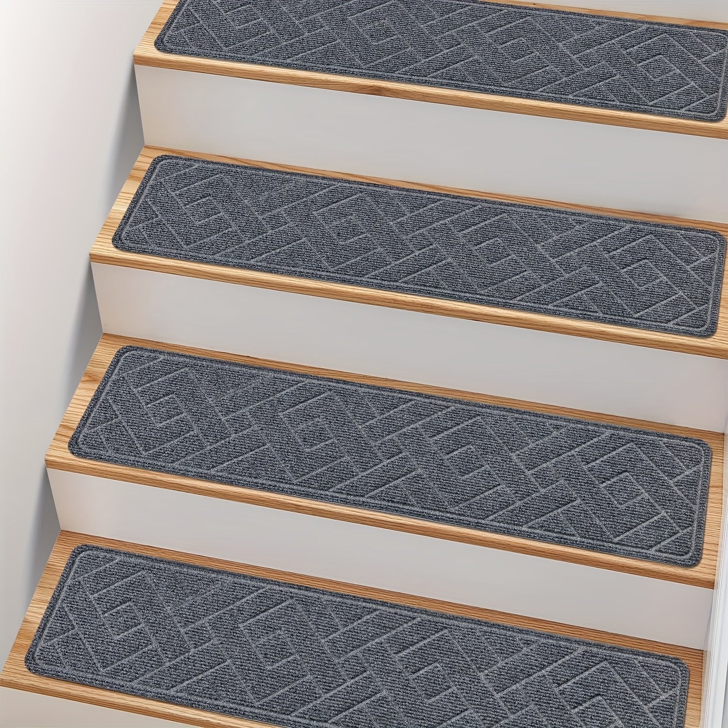 Non-Slip Stair Treads 15-Pack 8"x30" Grey – Peel & Stick Self-Adhesive Washable Polyester Pads for Wooden Steps, Indoor Stair Covers for Home Safety Kids Elderly & Pets, Canada